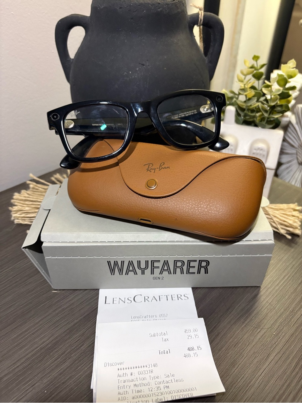 Ray-Ban Black Wayfarer Eyeglasses with Brown Leather Case